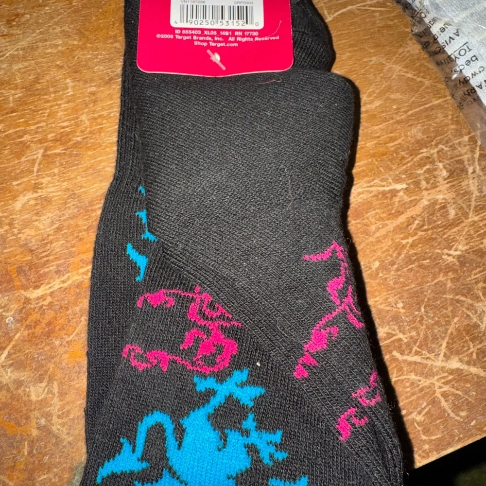 Xhilaration Black Socks with Blue and Pink Griffin Design